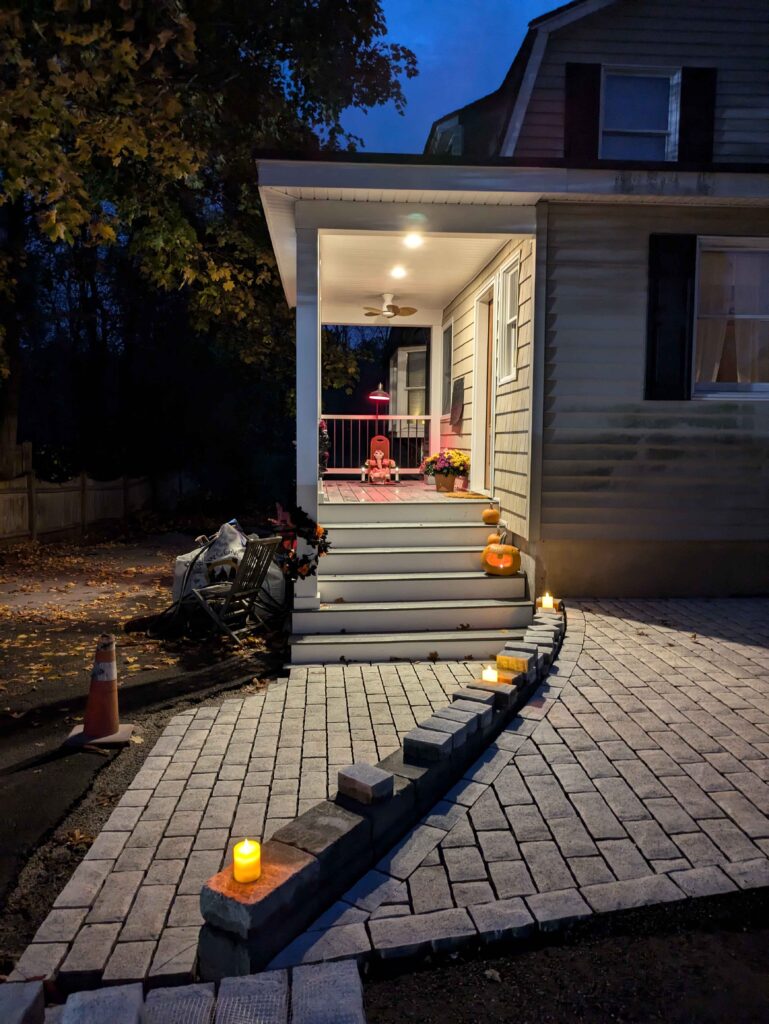 front porch and path leading to front door