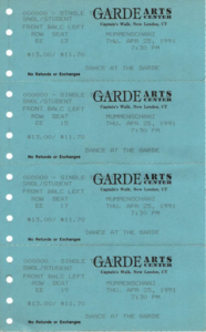 ticket stubs for mummenschanz 1991-04-25